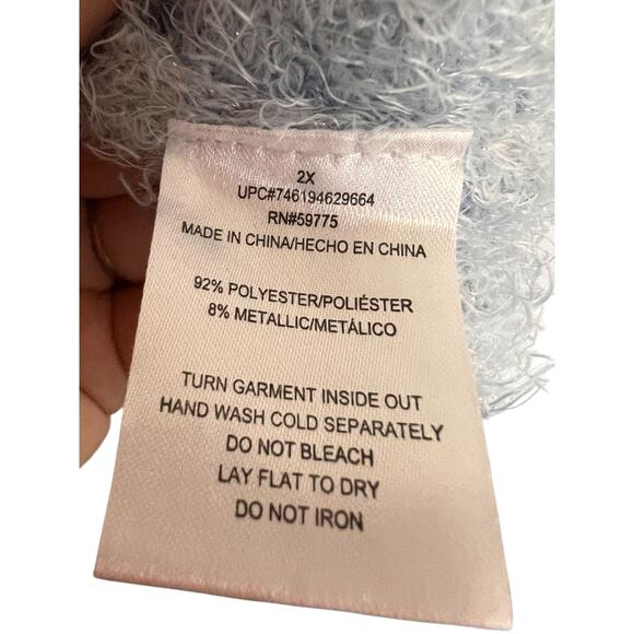 Rampage Sweater Soft Fuzzy Long Sleeves Womens Size 2XL Color Blue Gray - Picture 4 of 4